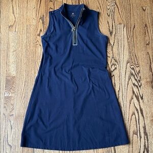 Spartina 449 Navy Sleeveless Zip Polo Dress